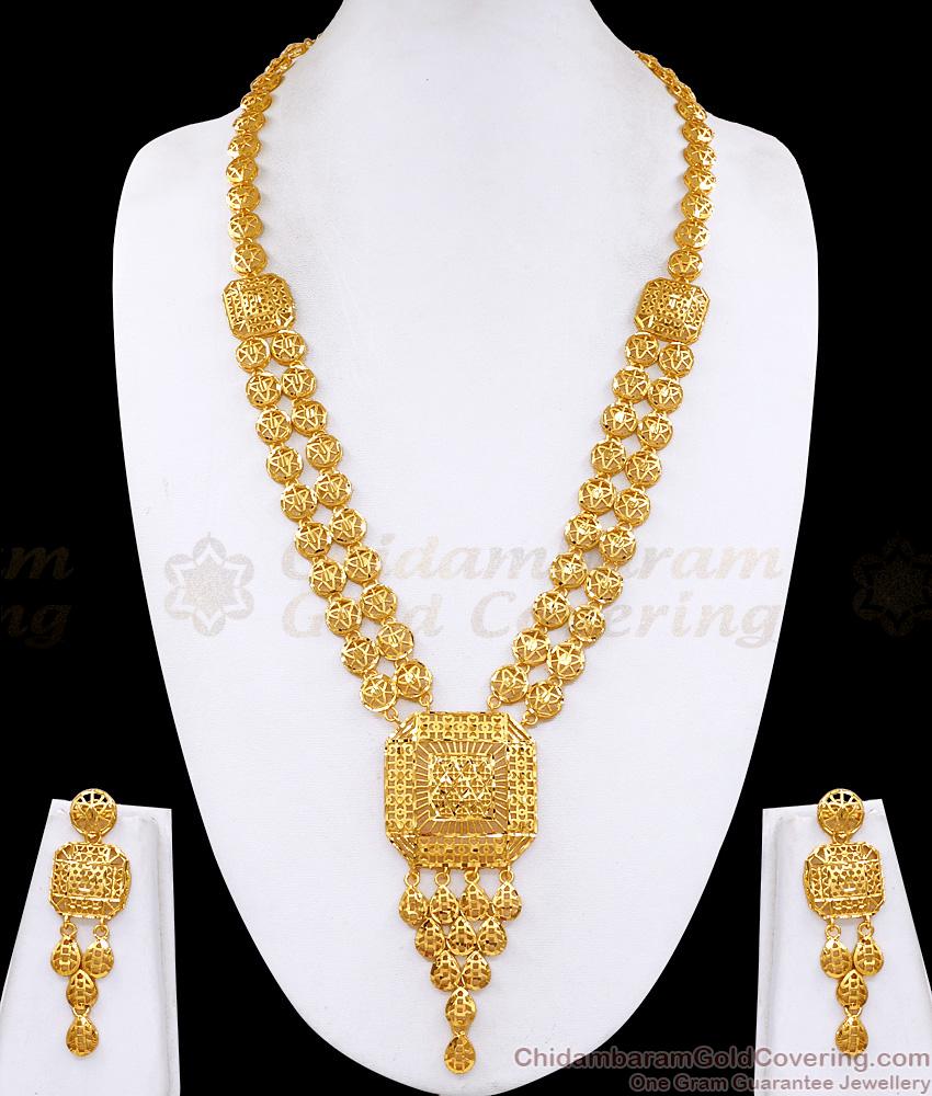 High Quality Two Gram Gold Haram Earring Set Dubai Wedding Jewelry HR3620