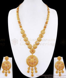 Premium Quality Floral Design Enamel Pattern Forming Gold Haram Combo Set HR3622 Premium Quality Floral Design Enamel Pattern Forming Gold Haram Combo Set HR3622