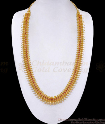 Buy Ruby Stone Mullaipoo Gold Plated Haram Pearl Jewelry For Brides HR3624