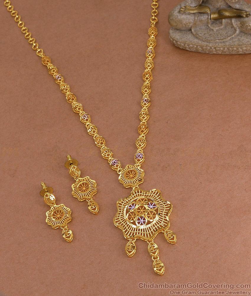 New Arrival Meenakari Pattern Forming Gold Secondary Haram Design For Wedding HR3629