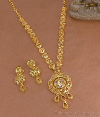 Premium Bridal Wear Forming Gold Haram Set Meenakari Floral Design With Matching Earrings HR3630