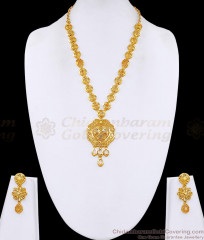 Premium Bridal Wear Forming Gold Haram Set Meenakari Floral Design With Matching Earrings HR3630