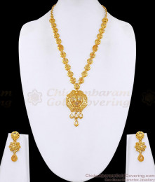 Premium Bridal Wear Forming Gold Haram Set Meenakari Floral Design With Matching Earrings HR3630 Premium Bridal Wear Forming Gold Haram Set Meenakari Floral Design With Matching Earrings HR3630