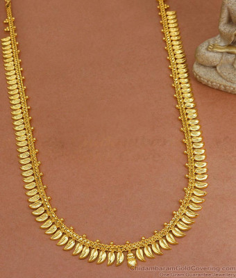 Plain Micro Gold Plated Haram Leaf Malai Design For Brides HR3631