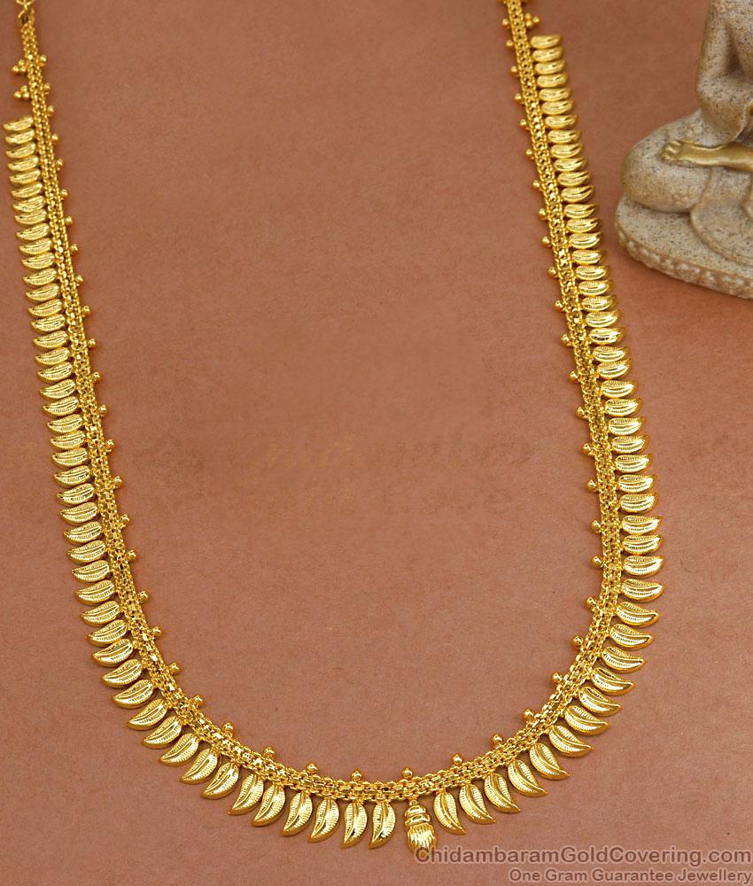 Plain Micro Gold Plated Haram Leaf Malai Design For Brides HR3631