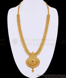 South Indian Micro Gold Plated Ruby Stone Haram For Wedding HR3634