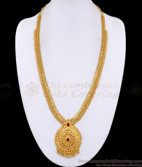 Beautiful Ruby Stone Micro Gold Plated Long Haram Design For Wedding HR3642