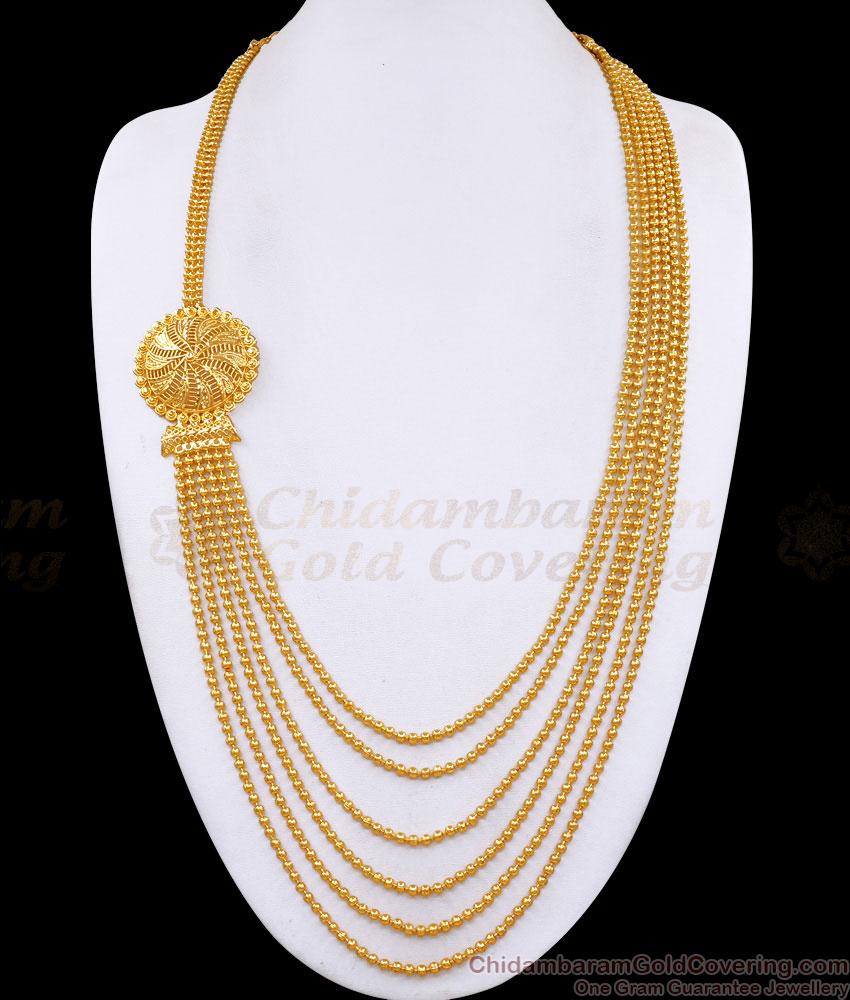 Grand Micro Gold Plated Long Haram Multi Line Design For Wedding HR3644