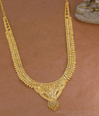 New Model Calcutta Pattern Gold Plated Haram With White Stone For Wedding HR3646