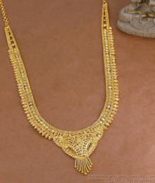 New Model Calcutta Pattern Gold Plated Haram With White Stone For Wedding HR3646