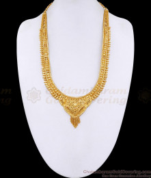 New Model Calcutta Pattern Gold Plated Haram With White Stone For Wedding HR3646