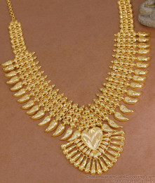 High Quality 1 Gram Gold Tone Kerala Mango Haram Design Bridal Wear HR3647