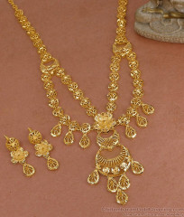 Grand Bridal Wear Dubai Gold Haram Combo Set Two Line Floral Charm Design HR3650