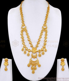 Grand Bridal Wear Dubai Gold Haram Combo Set Two Line Floral Charm Design HR3650