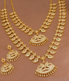 Premium Quality Impon Panchaloha Mango Haram Necklace 5 Metal Bridal Set HR3669