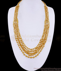 Classic Bridal Wear Multi Line Golden Beads Haram White Stone Design HR3671