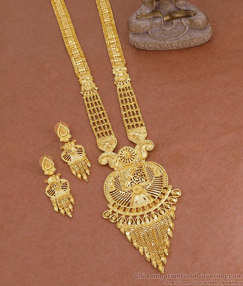 Bollywood Fashion Forming Gold Long Haram Earring Bridal Combo HR3675