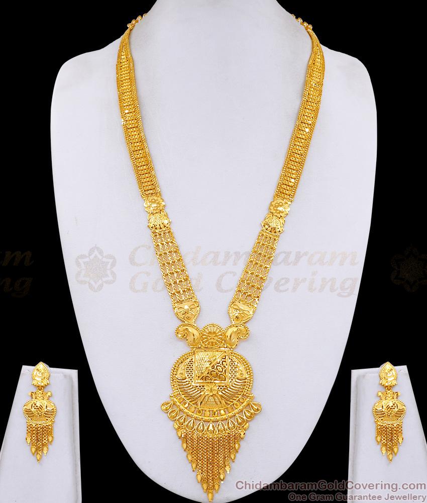 Bollywood Fashion Forming Gold Long Haram Earring Bridal Combo HR3675