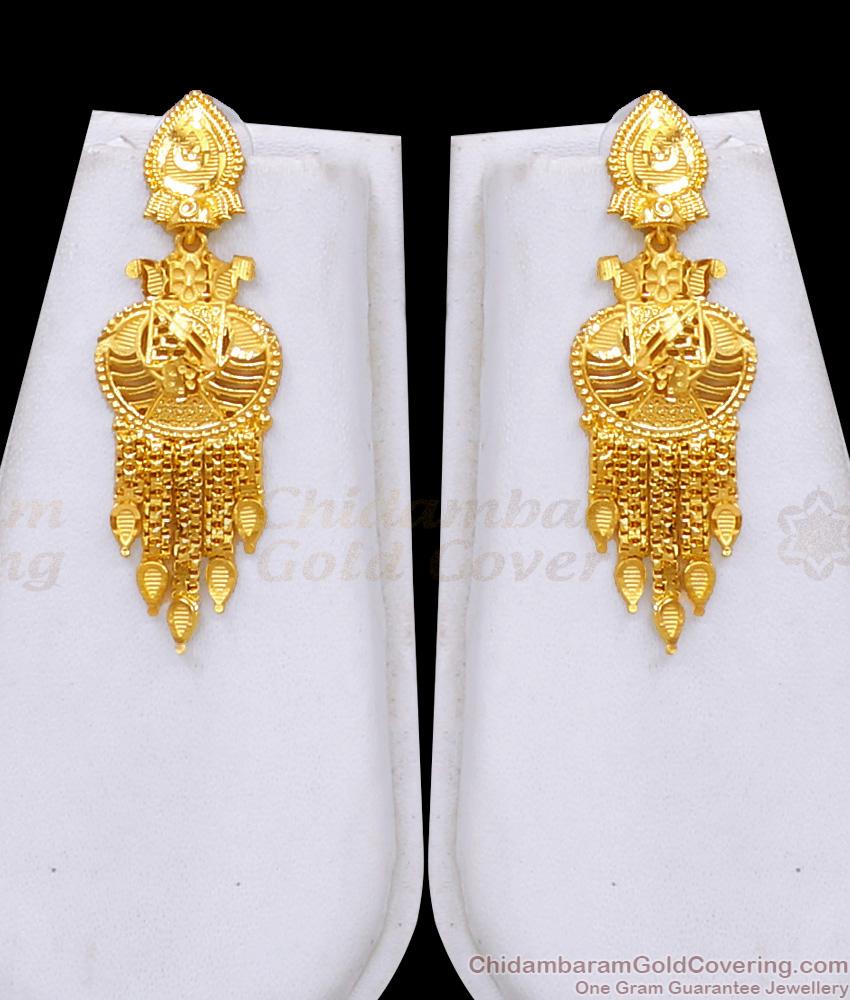 Bollywood Fashion Forming Gold Long Haram Earring Bridal Combo HR3675