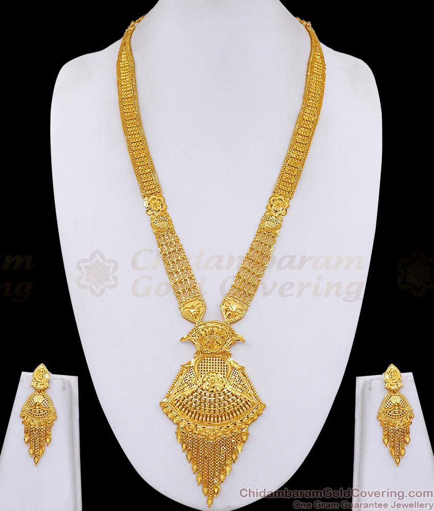 Buy Latest Forming Gold Haram Dubai Bridal Jewelry Combo Set HR3676
