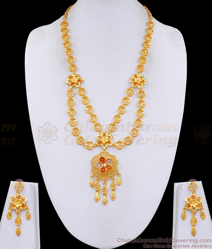 Exquisite Handcrafted Floral Gold Forming Long Haram Shop Online HR3681 Exquisite Handcrafted Floral Gold Forming Long Haram Shop Online HR3681