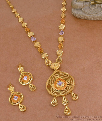 Stylish Droplet Design Dual Enamel Forming Gold Secondary Haram For Wedding HR3682