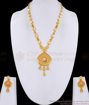 Stylish Droplet Design Dual Enamel Forming Gold Secondary Haram For Wedding HR3682