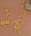 Latest Dual Tone Enamel Floral Design Two Gram Gold Forming Short Necklace Set HR3684