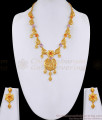 Latest Dual Tone Enamel Floral Design Two Gram Gold Forming Short Necklace Set HR3684