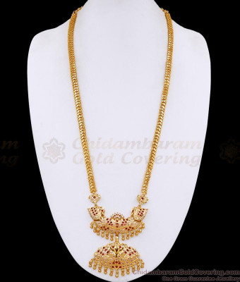 New Arrival Dual Swan Ruby White Stone Impon Long Haram For Women HR3688