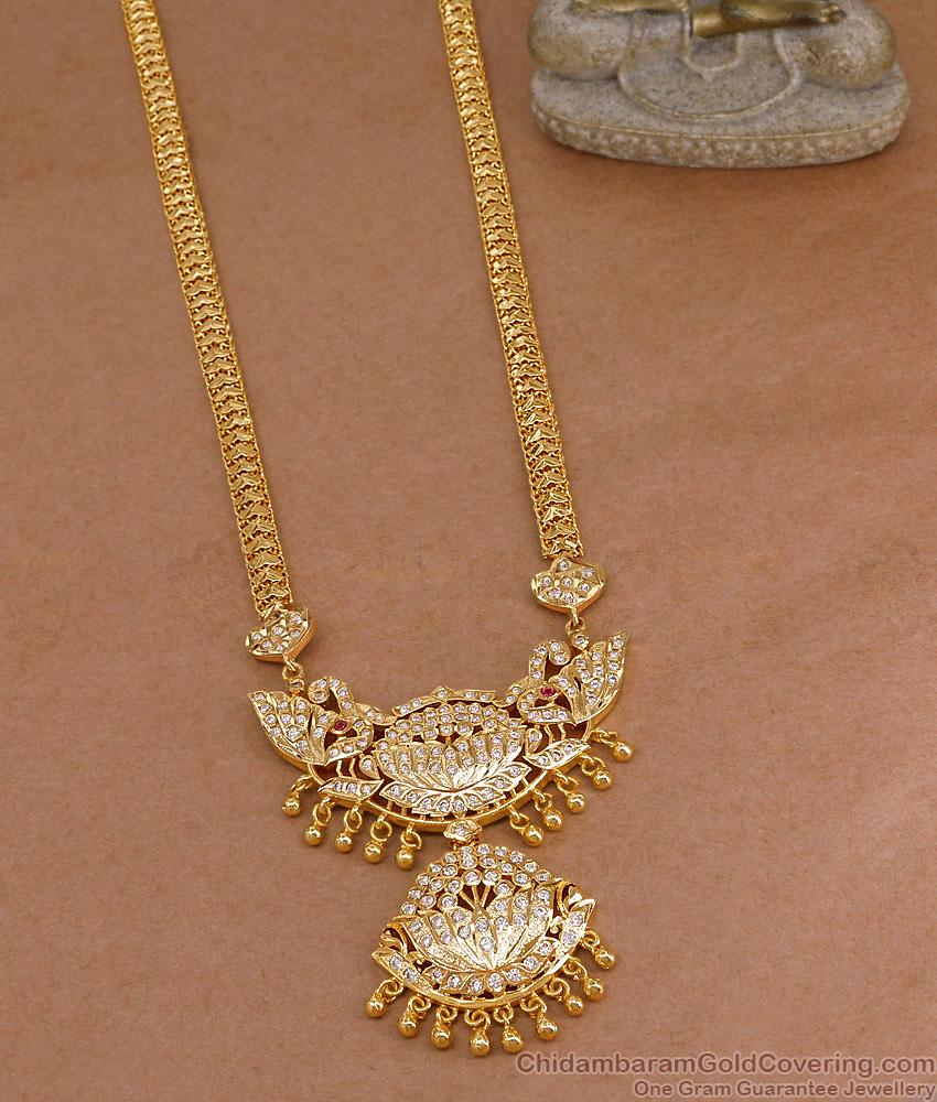 Classic Five Metal Impon Lotus Haram For Women Bridal Wear HR3689