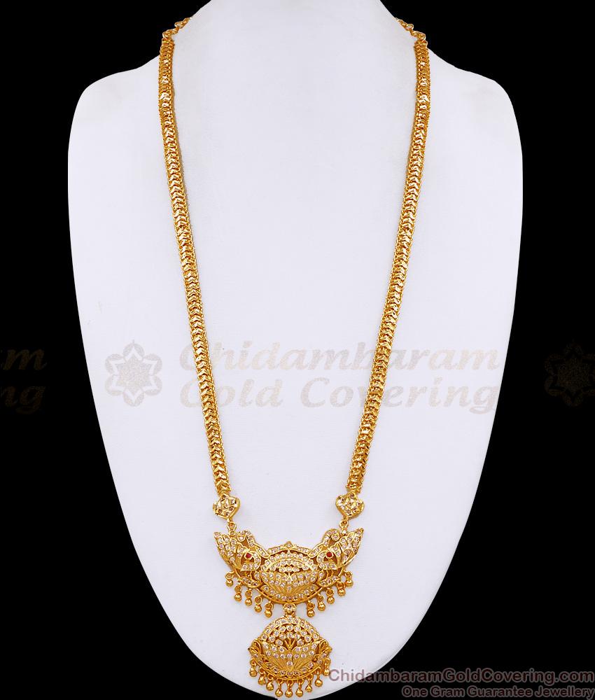 Classic Five Metal Impon Lotus Haram For Women Bridal Wear HR3689