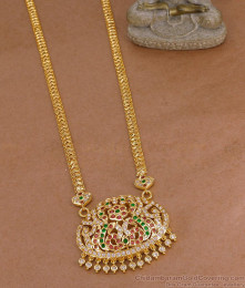 Buy Multi Color Stone Impon Long Haram Peacock Design 5 Metal Jewelry HR3692