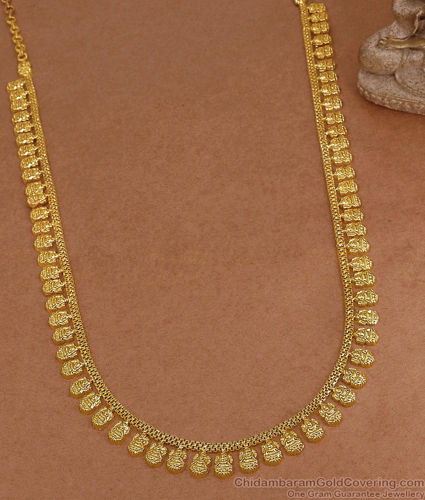 South Indian Bridal Wear Lakshmi Motifs Gold Haram Design Online HR3696