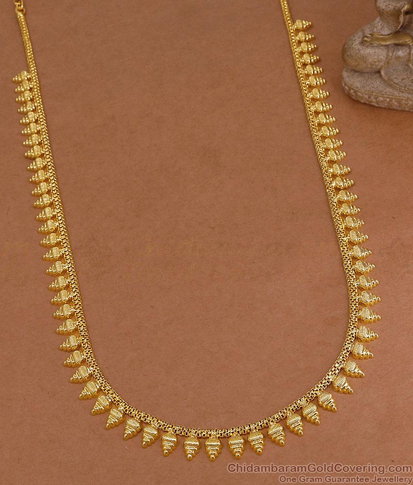 Latest 1 Gram Gold Plated Mullai Haram Plain Design For Bridal Wear HR3699