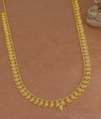 Beautiful Mango Design Gold Plated Long Haram South Indian Bridal Jewelry HR3700