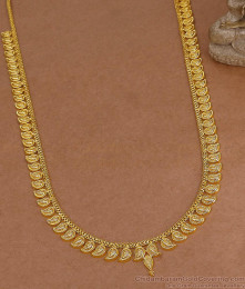 Beautiful Mango Design Gold Plated Long Haram South Indian Bridal Jewelry HR3700