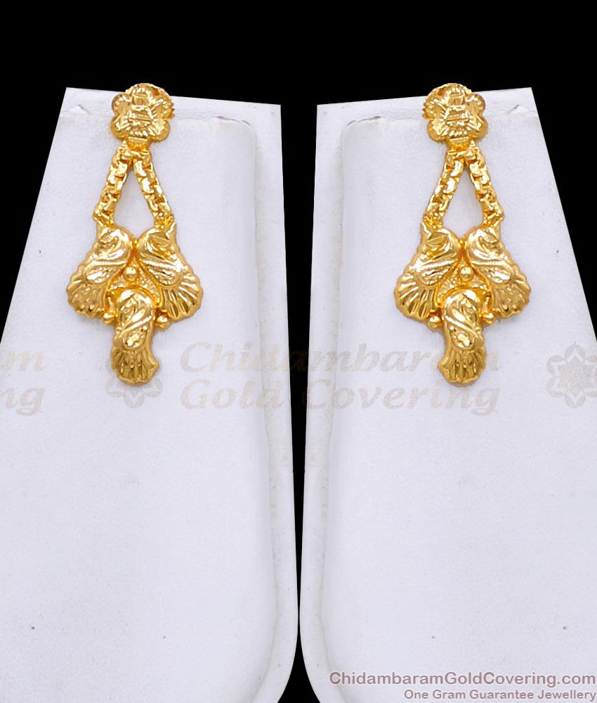 Real Gold Tone Peacock Design Bridal Haram Earring Combo Set HR3703