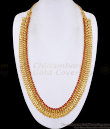 Premium Quality Micro Gold Plated Mango Lakshmi Coin Haram With Ruby Stone HR3706