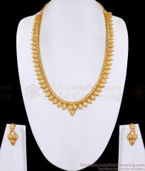 Kerala Bridal Wear Micro Gold Polish Haram Leaf Design With Earring HR3707