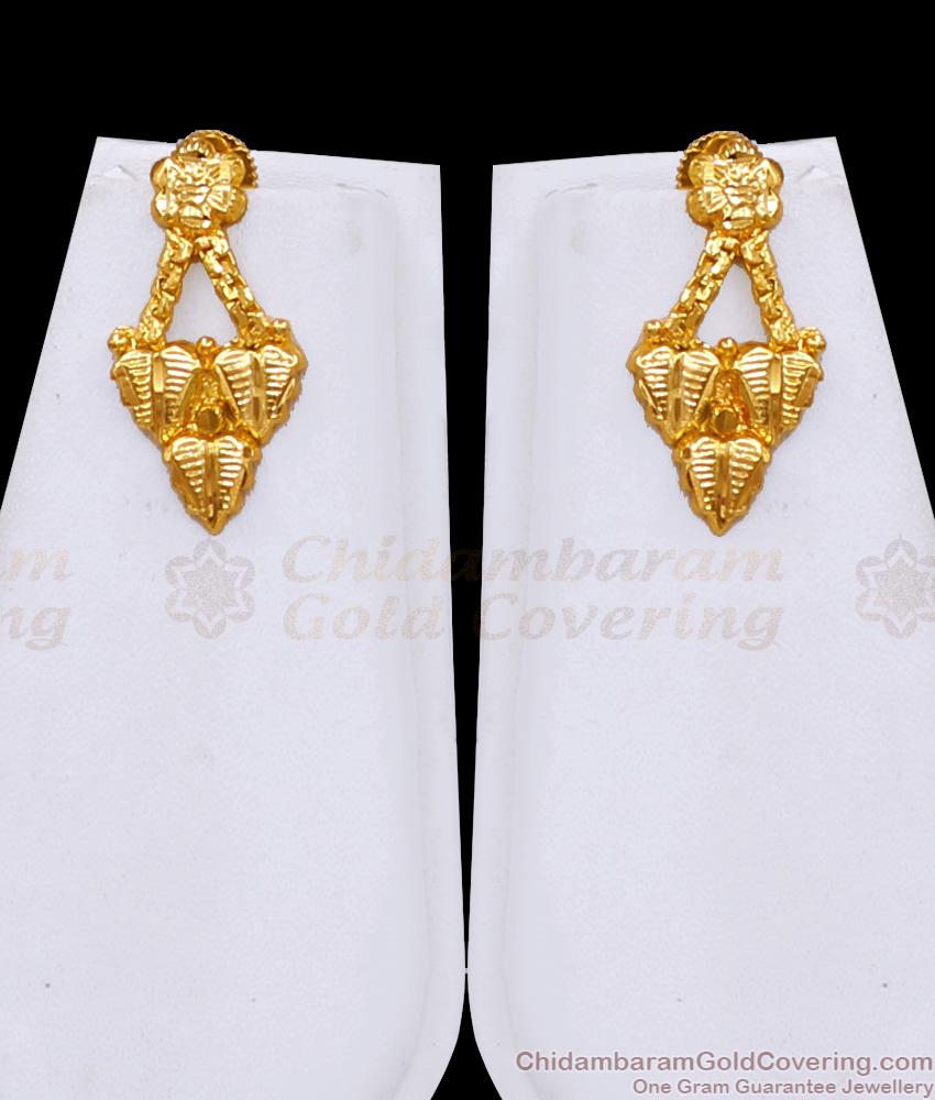 Kerala Bridal Wear Micro Gold Polish Haram Leaf Design With Earring HR3707