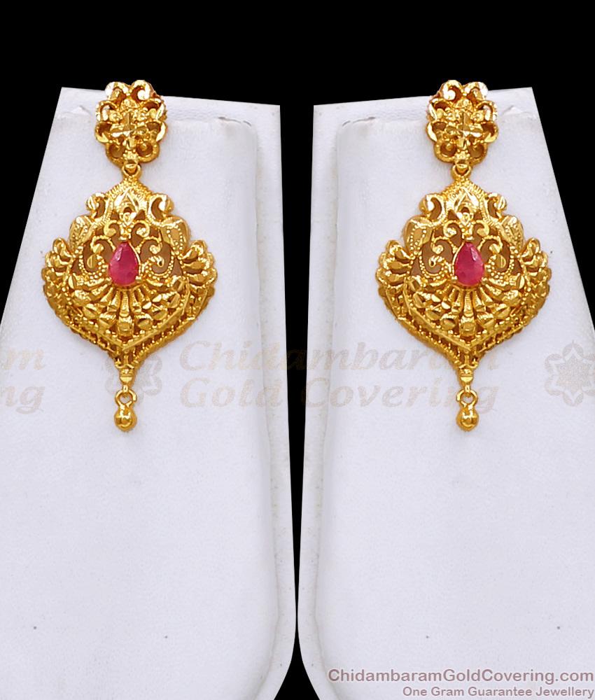 Trendy One Gram Gold Peacock Haram Set Ruby Stone Design HR3708