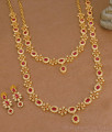 Latest Full Ruby White Stone Designer Haram Wedding Jewelry Set HR3710