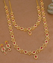 Latest Full Ruby White Stone Designer Haram Wedding Jewelry Set HR3710