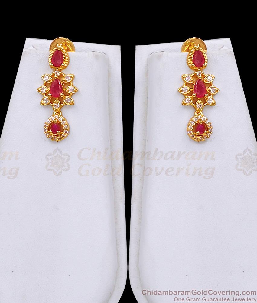 Latest Full Ruby White Stone Designer Haram Wedding Jewelry Set HR3710