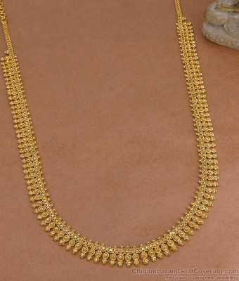 Plain Mullai Mottu Gold Imnitaion Long Haram Design For Women HR3711