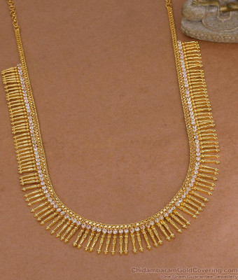 Grand Bridal Wear White Stone Gold Mullaipoo Haram For Women HR3717