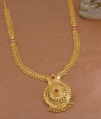 Latest Ruby Stone Kerala Mullai Haram Gold Imitation Bridal Jewelry HR3718