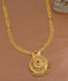 Latest Ruby Stone Kerala Mullai Haram Gold Imitation Bridal Jewelry HR3718