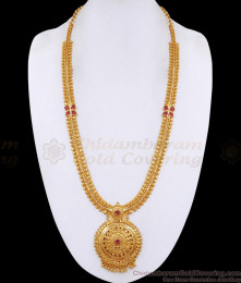 Latest Ruby Stone Kerala Mullai Haram Gold Imitation Bridal Jewelry HR3718
